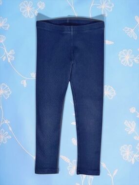 Tea Collection Girls Muted Blue Ribbed Leggings • Size 5 • Like New